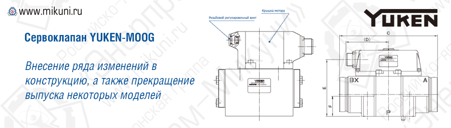 Внесение изменений в конструкцию сервоклапанов YUKEN-MOOG