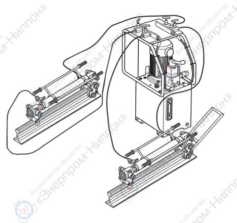 Устройство для перемещения тяжеловесного оборудования по рельсам 2ТШ25Г600
